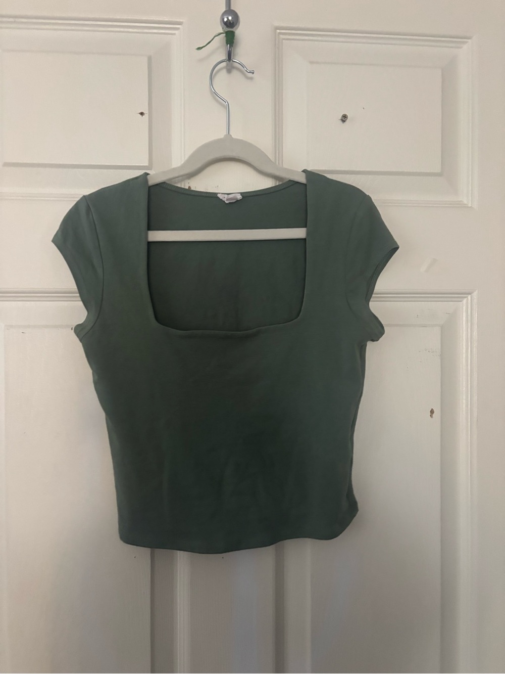 Garage Sage Green Square Neck Short Sleeve Top